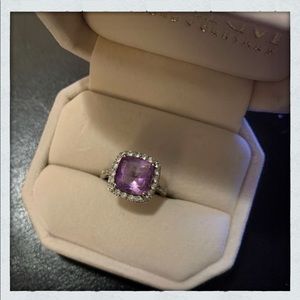 10k White Gold Amethyst and White Sapphire Ring